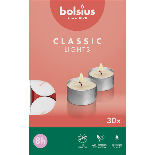 Foto van Bolsius Theelichten wit 8 uur op witte achtergrond