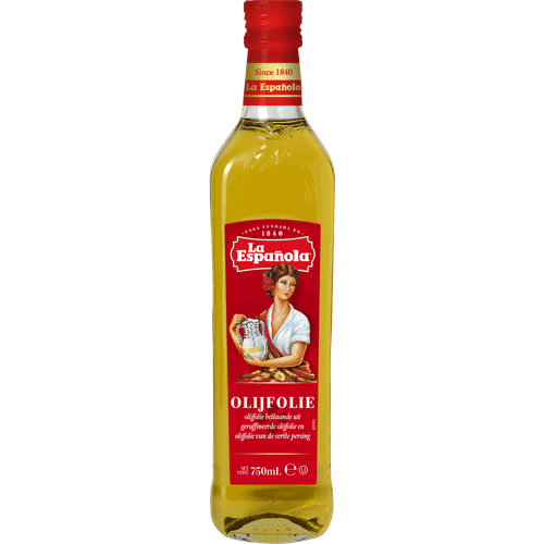 Foto van La Española Olijfolie traditioneel op witte achtergrond