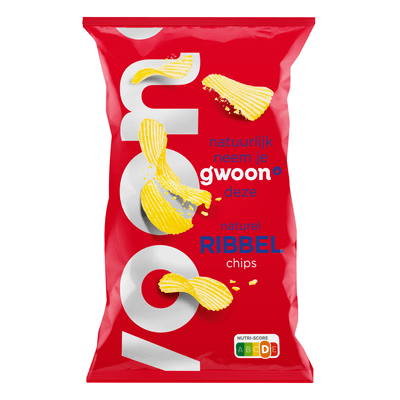 G'woon Ribbelchips naturel - 250 g