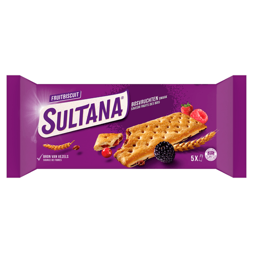 Foto van Sultana Fruitbiscuit bosvruchten 5x 3st. op witte achtergrond
