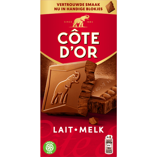 Foto van Côte d'Or Tablet melk op witte achtergrond