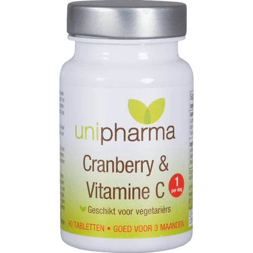 Foto van Unipharma Vitamine c cranberry op witte achtergrond