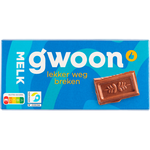 Foto van G'woon Chocoladereep melk op witte achtergrond