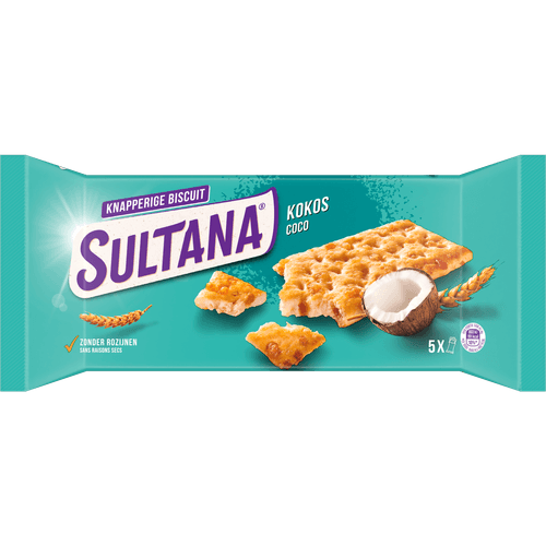 Foto van Sultana Knappers kokos 5x 3st. op witte achtergrond