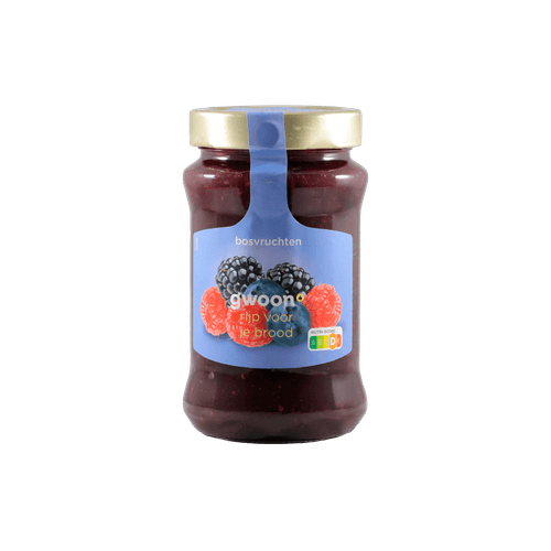 Foto van G'woon Jam extra bosvrucht op witte achtergrond