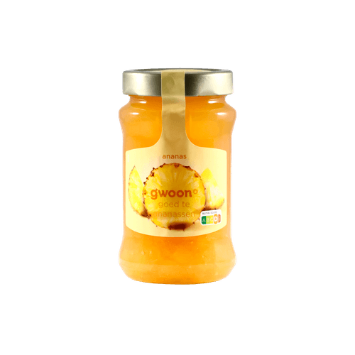 Foto van G'woon Jam extra ananas op witte achtergrond