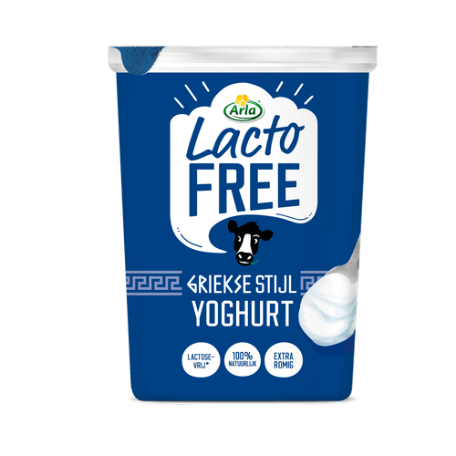 Foto van Arla Griekse yoghurt lactofree op witte achtergrond