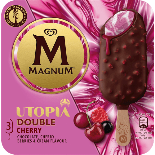 Foto van Ola Magnum double cherry 3 st. op witte achtergrond