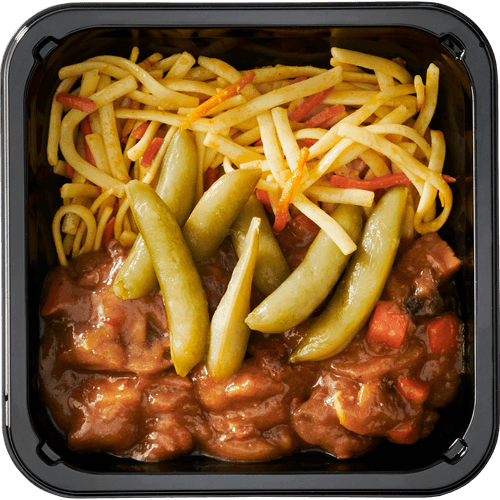 Foto van DekaMarkt Bami babi ketjap op witte achtergrond