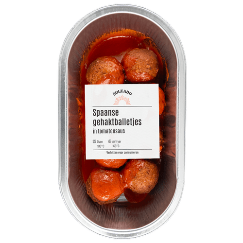 Foto van Soleado Gehaktballetjes in tomatensaus op witte achtergrond
