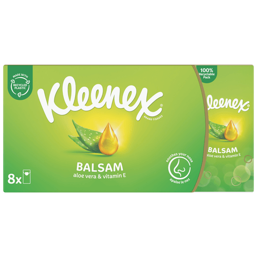 Foto van Kleenex Zakdoekjes balsam op witte achtergrond