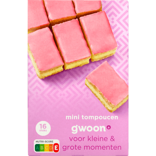 Foto van G'woon Tompoucen mini 16 stuks op witte achtergrond