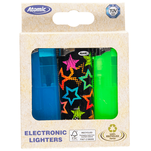 Foto van Atomic Elektrische aanstekers 3 st. op witte achtergrond