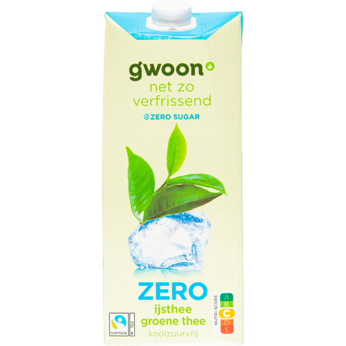 Foto van G'woon Ijsthee zero groene thee op witte achtergrond
