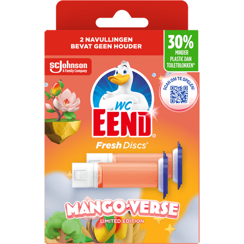 Foto van WC-eend Fresh discs navul duo mango op witte achtergrond