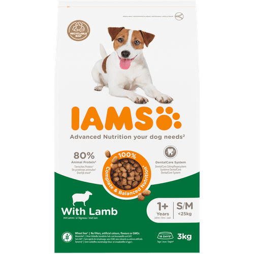 Foto van Iams Hondenvoer advanced nutrition lamb op witte achtergrond