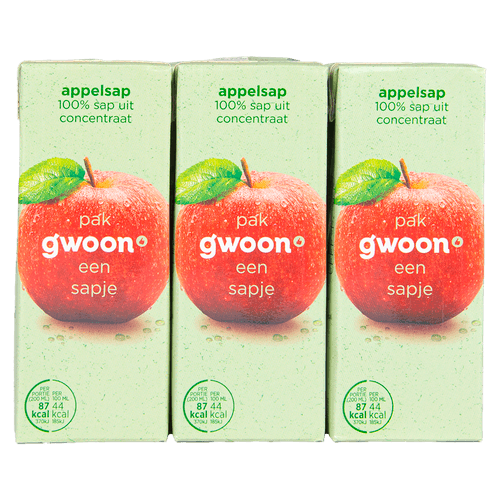 Foto van G'woon Appelsap 6x20cl op witte achtergrond