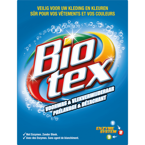 Foto van Biotex Voorwas blauw op witte achtergrond