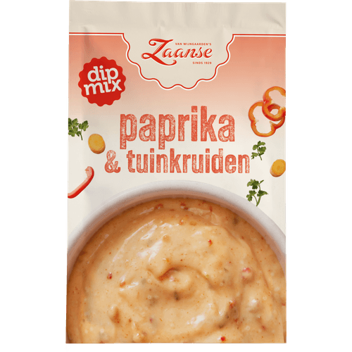 Foto van Van Wijngaarden's Zaanse dipmix paprika & tuinkruiden op witte achtergrond