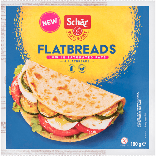 Foto van Schär Flatbreads glutenvrij op witte achtergrond
