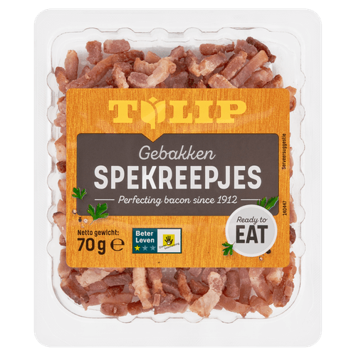 Foto van Tulip Spekreepjes gebakken op witte achtergrond