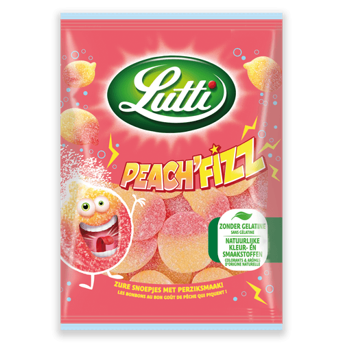 Foto van Lutti Peach fizz op witte achtergrond