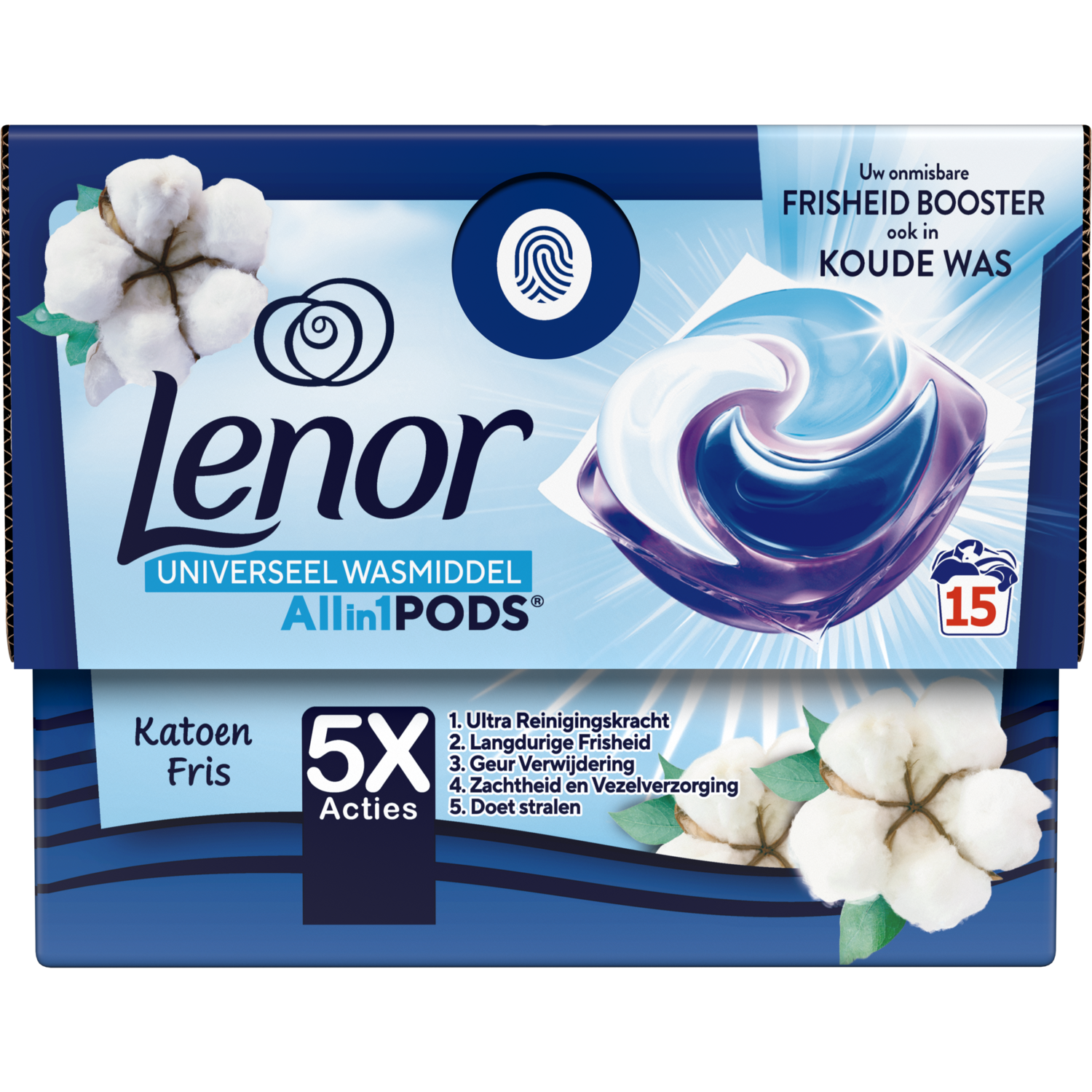 Lenor Vloeibaar wasmiddel all-in1 pods katoen fris