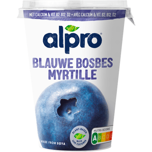 Foto van Alpro Yoghurtvariatie blauwe bes op witte achtergrond