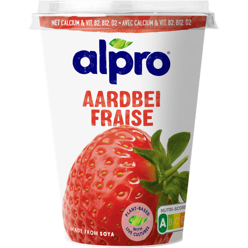 Foto van Alpro Yoghurtvariatie aardbei op witte achtergrond