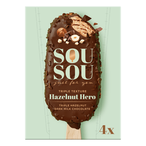 Foto van Sou Sou Hazelnut hero 4 stuks op witte achtergrond