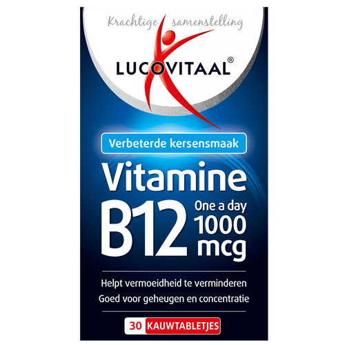 Foto van Lucovitaal Vitamine b12 tabletten op witte achtergrond