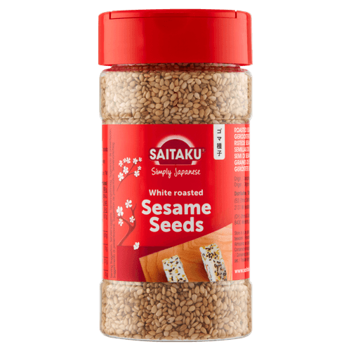 Foto van Saitaku Sesame seeds white roasted op witte achtergrond