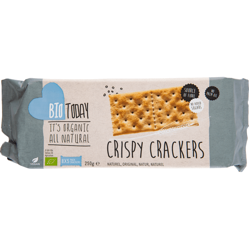 Foto van BioToday Crispy cracker salted op witte achtergrond