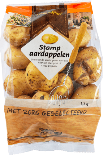 Foto van Poldergoud Stamppotaardappelen zeer kruimig op witte achtergrond