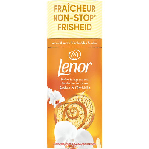 Foto van Lenor Geurparels amber & orchidee op witte achtergrond