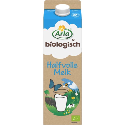 Foto van Arla Biologische halfvolle melk op witte achtergrond