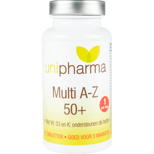 Foto van Unipharma Multi az 50 100% 90 stuks op witte achtergrond
