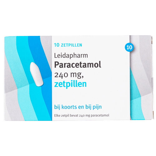 Foto van LEIDAPHARM Paracetamol zetpil 240 mg op witte achtergrond