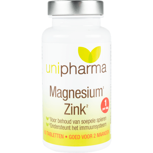 Foto van Unipharma Magnesium zink op witte achtergrond