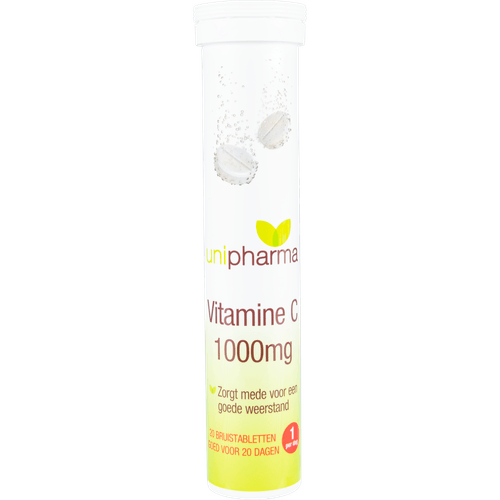 Foto van Unipharma Vitamine c bruis 1000mg. op witte achtergrond