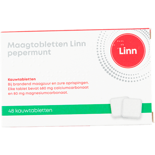 Foto van LINN Maagtabletten pepermunt op witte achtergrond