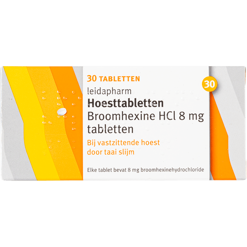 Foto van LEIDAPHARM Broomhexine 8 mg 30 st. op witte achtergrond