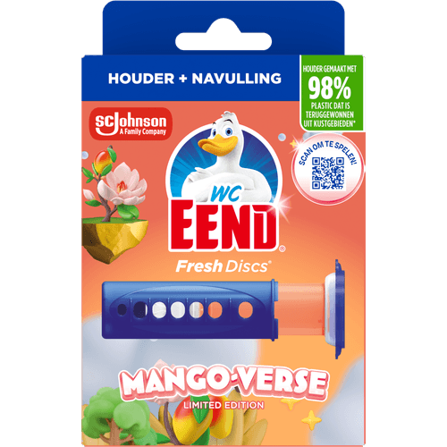 Foto van WC-eend Fresh discs houder mango op witte achtergrond