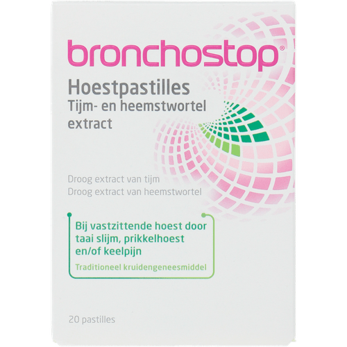 Foto van Bronchostop Hoestpastilles op witte achtergrond