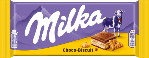 Foto van Milka Chocoladereep choco-biscuit op witte achtergrond