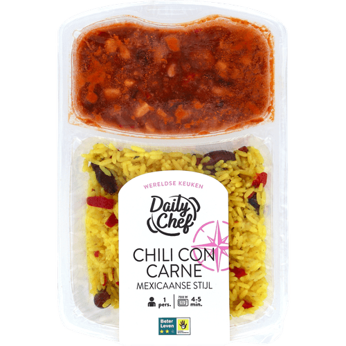 Foto van Daily Chef Mexicaanse chili con carne op witte achtergrond