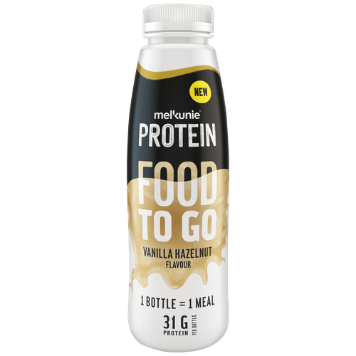Foto van Melkunie Food to go vanilla hazelnut op witte achtergrond