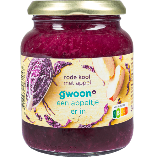 Foto van G'woon Rode kool met appel op witte achtergrond