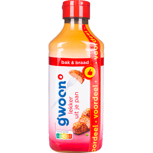 Foto van G'woon Bak & braad vloeibaar op witte achtergrond