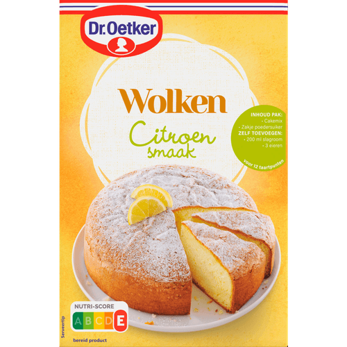 Foto van Dr. Oetker Wolkencake citroen op witte achtergrond